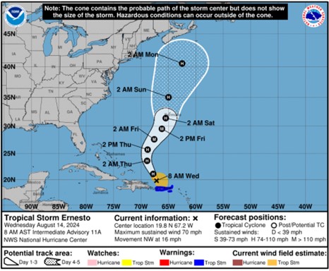 Tropic Storm Ernesto Update 2